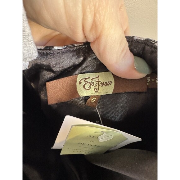 Eva Franco Fifi Black & Silver Geometric Bow Front Strapless Fit & Flare Dress 0 - Picture 3 of 5